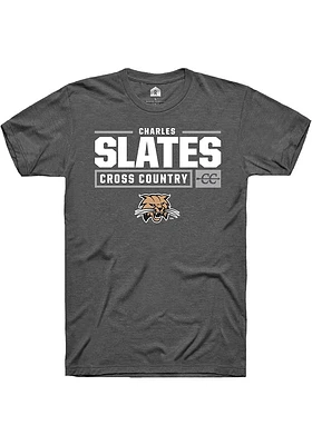 Charles Slates  Ohio Bobcats Dark Grey Rally NIL Stacked Box Short Sleeve T Shirt