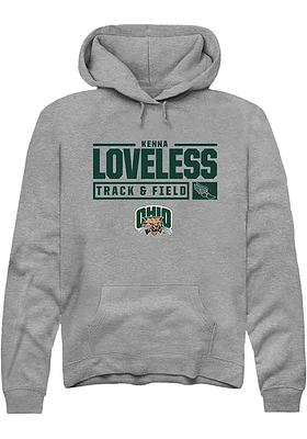 Kenna Loveless  Rally Ohio Bobcats Mens Graphite NIL Stacked Box Long Sleeve Hoodie