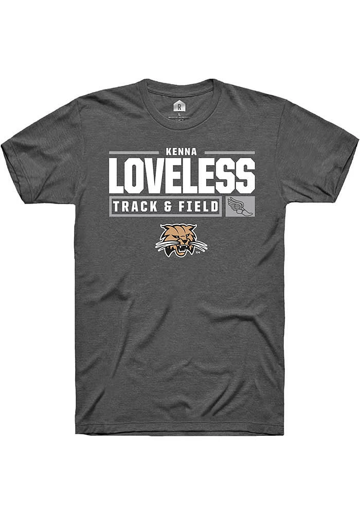 Kenna Loveless  Ohio Bobcats Dark Grey Rally NIL Stacked Box Short Sleeve T Shirt