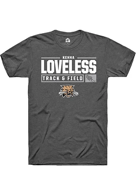 Kenna Loveless  Ohio Bobcats Dark Grey Rally NIL Stacked Box Short Sleeve T Shirt