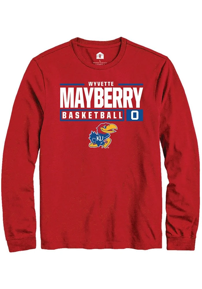 Wyvette Mayberry Kansas Jayhawks Rally NIL Stacked Box Long Sleeve T Shirt