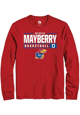 Wyvette Mayberry Kansas Jayhawks Rally NIL Stacked Box Long Sleeve T Shirt