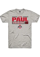 Alonzo Paul  Ohio State Buckeyes Ash Rally NIL Stacked Box Short Sleeve T Shirt