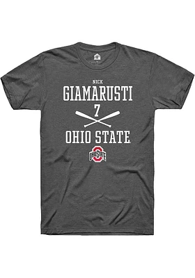 Nick Giamarusti  Ohio State Buckeyes Dark Grey Rally NIL Sport Icon Short Sleeve T Shirt