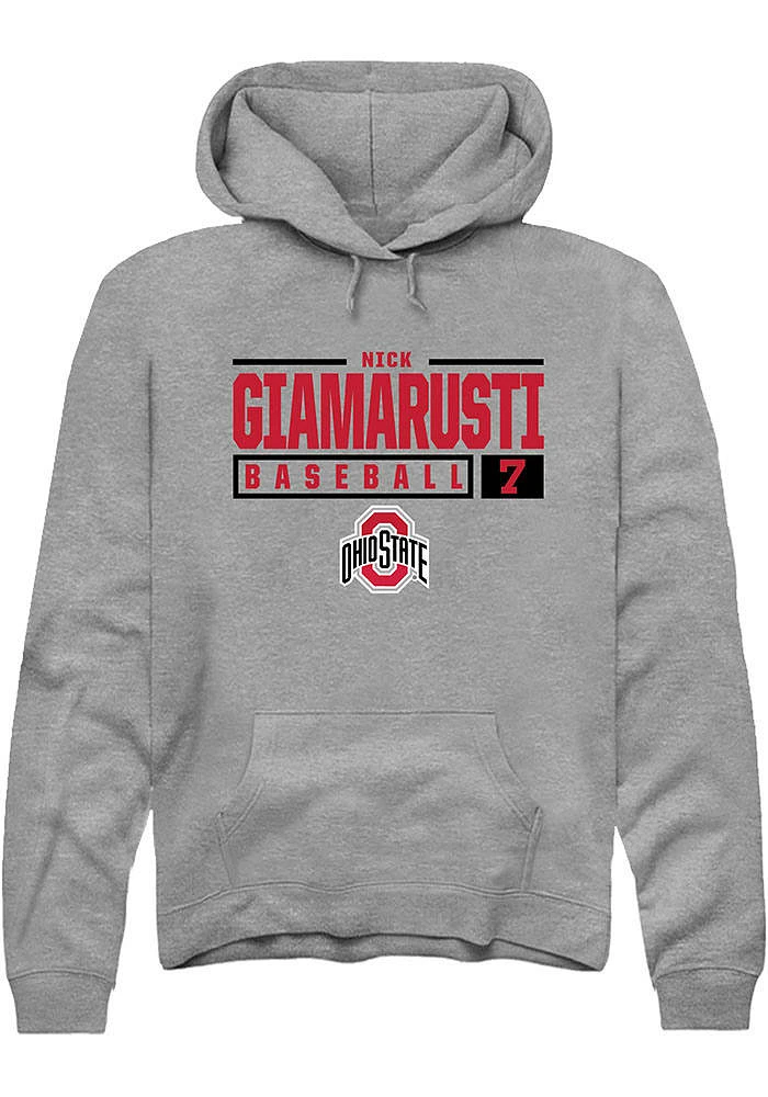 Nick Giamarusti  Rally Ohio State Buckeyes Mens Graphite NIL Stacked Box Long Sleeve Hoodie