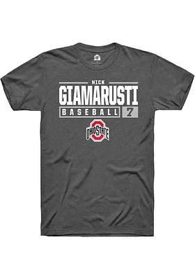 Nick Giamarusti  Ohio State Buckeyes Dark Grey Rally NIL Stacked Box Short Sleeve T Shirt