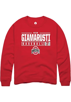 Nick Giamarusti  Rally Ohio State Buckeyes Mens Red NIL Stacked Box Long Sleeve Crew Sweatshirt