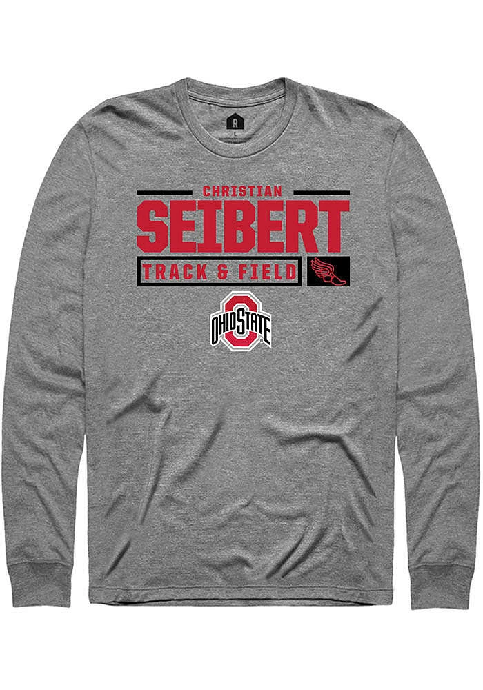 Christian Seibert  Ohio State Buckeyes Graphite Rally NIL Stacked Box Long Sleeve T Shirt