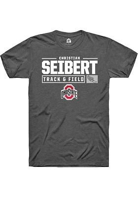 Christian Seibert  Ohio State Buckeyes Dark Grey Rally NIL Stacked Box Short Sleeve T Shirt