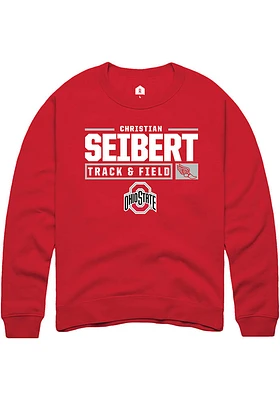 Christian Seibert  Rally Ohio State Buckeyes Mens Red NIL Stacked Box Long Sleeve Crew Sweatshir..