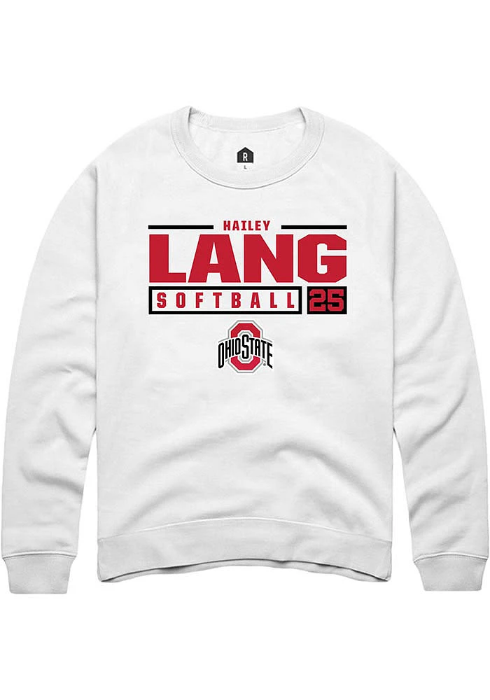 Hailey Lang Rally Ohio State Buckeyes Mens NIL Stacked Box Long Sleeve Crew Sweatshirt