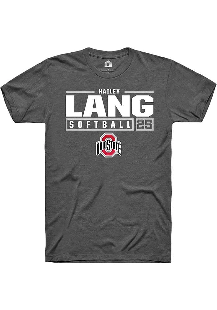 Hailey Lang  Ohio State Buckeyes Dark Grey Rally NIL Stacked Box Short Sleeve T Shirt