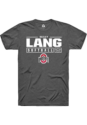 Hailey Lang  Ohio State Buckeyes Dark Grey Rally NIL Stacked Box Short Sleeve T Shirt