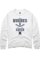 Nolan Hughes  Rally Xavier Musketeers Mens White NIL Sport Icon Long Sleeve Crew Sweatshirt