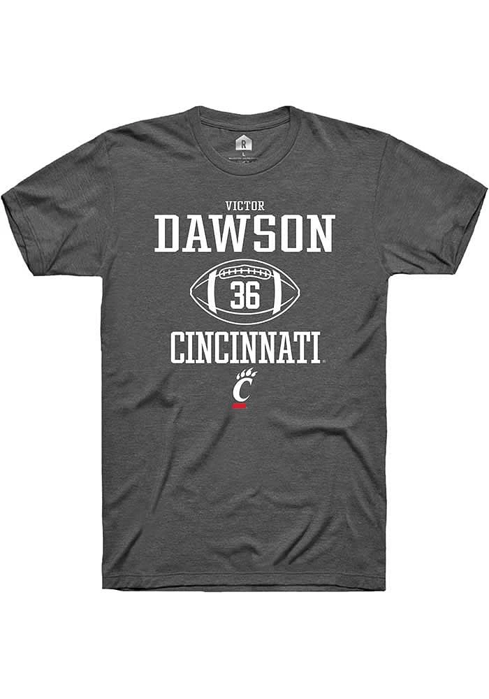 Victor Dawson  Cincinnati Bearcats Dark Grey Rally NIL Sport Icon Short Sleeve T Shirt