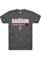 Victor Dawson  Cincinnati Bearcats Dark Grey Rally NIL Stacked Box Short Sleeve T Shirt