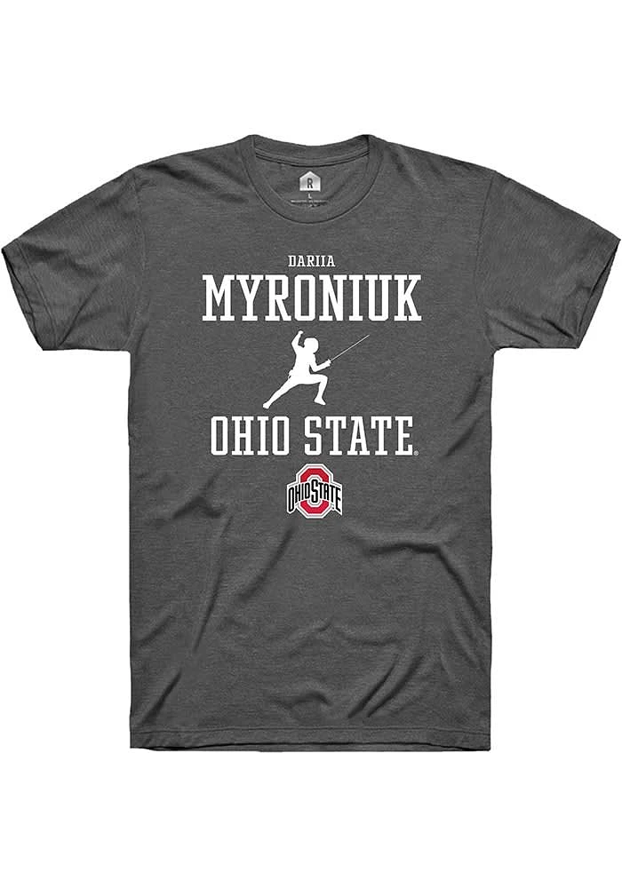 Dariia Myroniuk  Ohio State Buckeyes Dark Grey Rally NIL Sport Icon Short Sleeve T Shirt