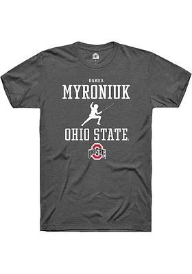 Dariia Myroniuk  Ohio State Buckeyes Dark Grey Rally NIL Sport Icon Short Sleeve T Shirt