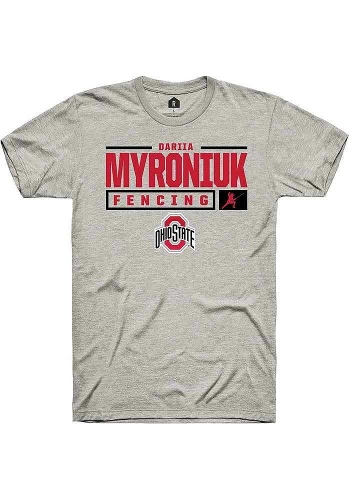 Dariia Myroniuk  Ohio State Buckeyes Ash Rally NIL Stacked Box Short Sleeve T Shirt