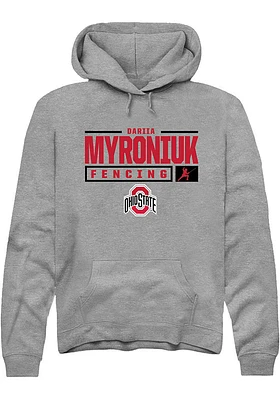 Dariia Myroniuk  Rally Ohio State Buckeyes Mens Graphite NIL Stacked Box Long Sleeve Hoodie