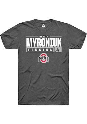 Dariia Myroniuk  Ohio State Buckeyes Dark Grey Rally NIL Stacked Box Short Sleeve T Shirt