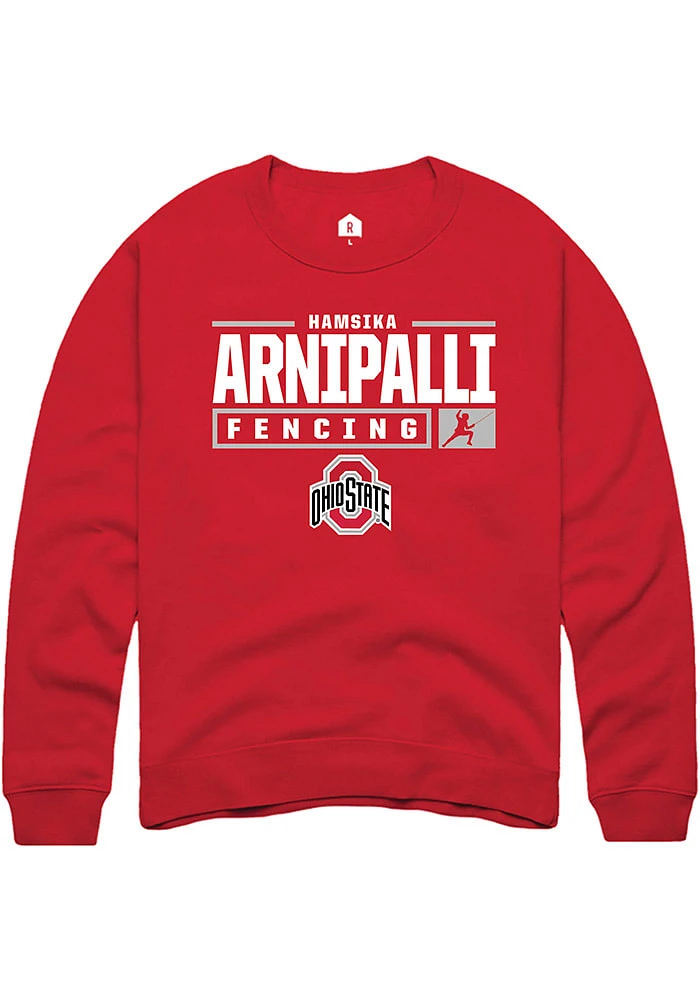 Hamsika Arnipalli  Rally Ohio State Buckeyes Mens Red NIL Stacked Box Long Sleeve Crew Sweatshir..