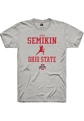 Julia Semikin  Ohio State Buckeyes Ash Rally NIL Sport Icon Short Sleeve T Shirt