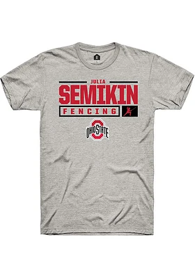 Julia Semikin  Ohio State Buckeyes Ash Rally NIL Stacked Box Short Sleeve T Shirt