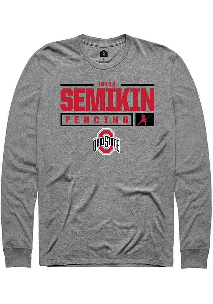 Julia Semikin  Ohio State Buckeyes Graphite Rally NIL Stacked Box Long Sleeve T Shirt