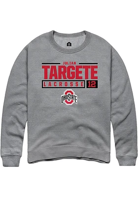 Julian Targete  Rally Ohio State Buckeyes Mens Graphite NIL Stacked Box Long Sleeve Crew Sweatsh..