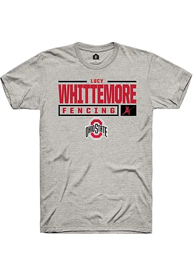 Lucy Whittemore  Ohio State Buckeyes Ash Rally NIL Stacked Box Short Sleeve T Shirt