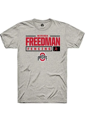 Miranda Freedman  Ohio State Buckeyes Ash Rally NIL Stacked Box Short Sleeve T Shirt