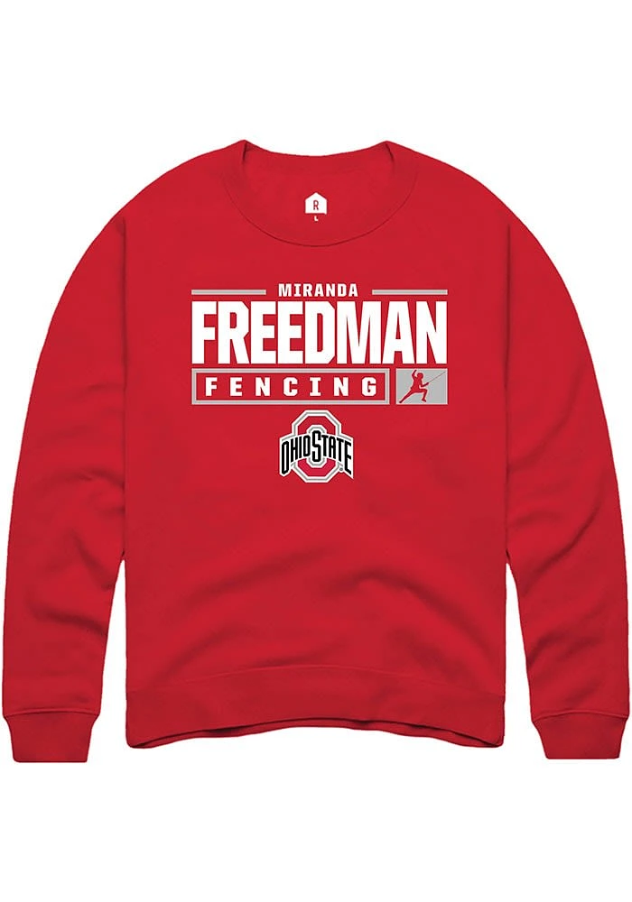 Miranda Freedman  Rally Ohio State Buckeyes Mens Red NIL Stacked Box Long Sleeve Crew Sweatshirt