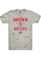 Caden Brown  Ohio State Buckeyes Ash Rally NIL Sport Icon Short Sleeve T Shirt