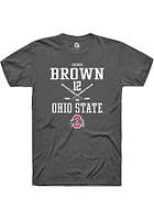 Caden Brown  Ohio State Buckeyes Dark Grey Rally NIL Sport Icon Short Sleeve T Shirt