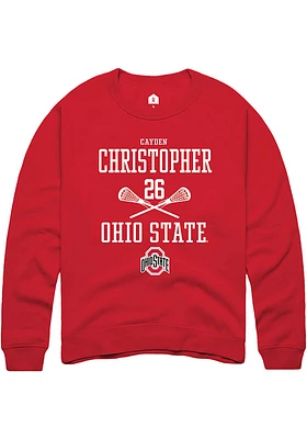 Cayden Christopher  Rally Ohio State Buckeyes Mens Red NIL Sport Icon Long Sleeve Crew Sweatshir..