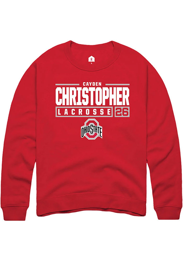 Cayden Christopher  Rally Ohio State Buckeyes Mens Red NIL Stacked Box Long Sleeve Crew Sweatshi..