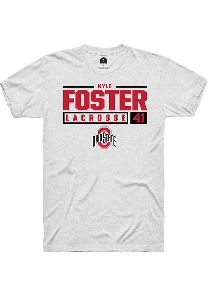 Kyle Foster Ohio State Buckeyes Rally NIL Stacked Box Short Sleeve T Shirt