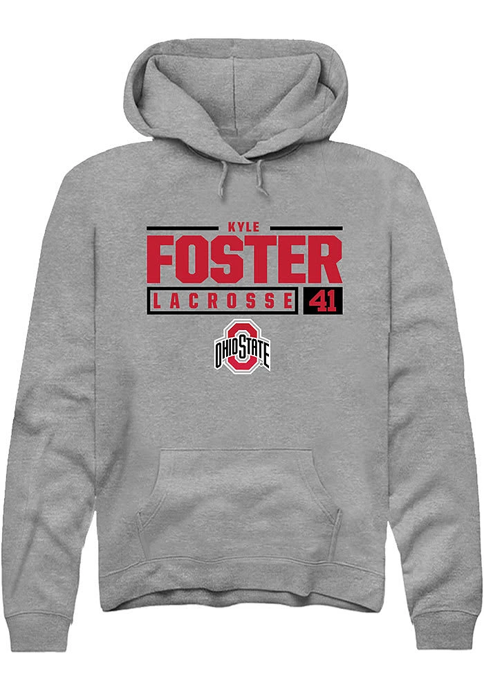 Kyle Foster  Rally Ohio State Buckeyes Mens Graphite NIL Stacked Box Long Sleeve Hoodie