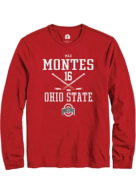 Max Montes  Ohio State Buckeyes Red Rally NIL Sport Icon Long Sleeve T Shirt