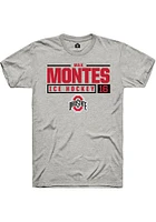 Max Montes  Ohio State Buckeyes Ash Rally NIL Stacked Box Short Sleeve T Shirt