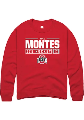 Max Montes Rally Ohio State Buckeyes Mens NIL Stacked Box Long Sleeve Crew Sweatshirt