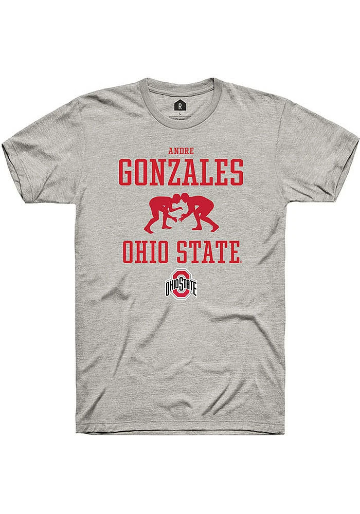 Andre Gonzales  Ohio State Buckeyes Ash Rally NIL Sport Icon Short Sleeve T Shirt