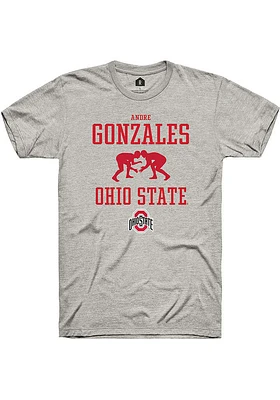 Andre Gonzales  Ohio State Buckeyes Ash Rally NIL Sport Icon Short Sleeve T Shirt