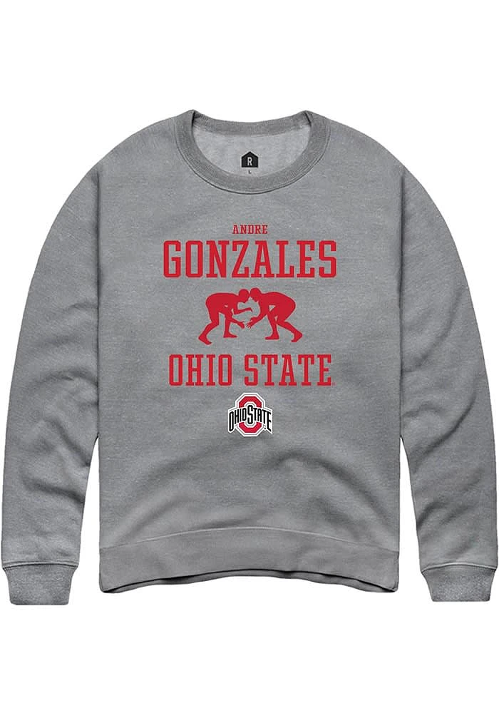 Andre Gonzales  Rally Ohio State Buckeyes Mens Graphite NIL Sport Icon Long Sleeve Crew Sweatshi..