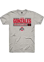 Andre Gonzales  Ohio State Buckeyes Ash Rally NIL Stacked Box Short Sleeve T Shirt