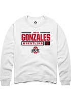 Andre Gonzales Rally Ohio State Buckeyes Mens NIL Stacked Box Long Sleeve Crew Sweatshirt