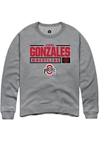 Andre Gonzales  Rally Ohio State Buckeyes Mens Graphite NIL Stacked Box Long Sleeve Crew Sweatsh..