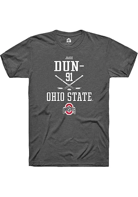 Jake Dunlap  Ohio State Buckeyes Dark Grey Rally NIL Sport Icon Short Sleeve T Shirt