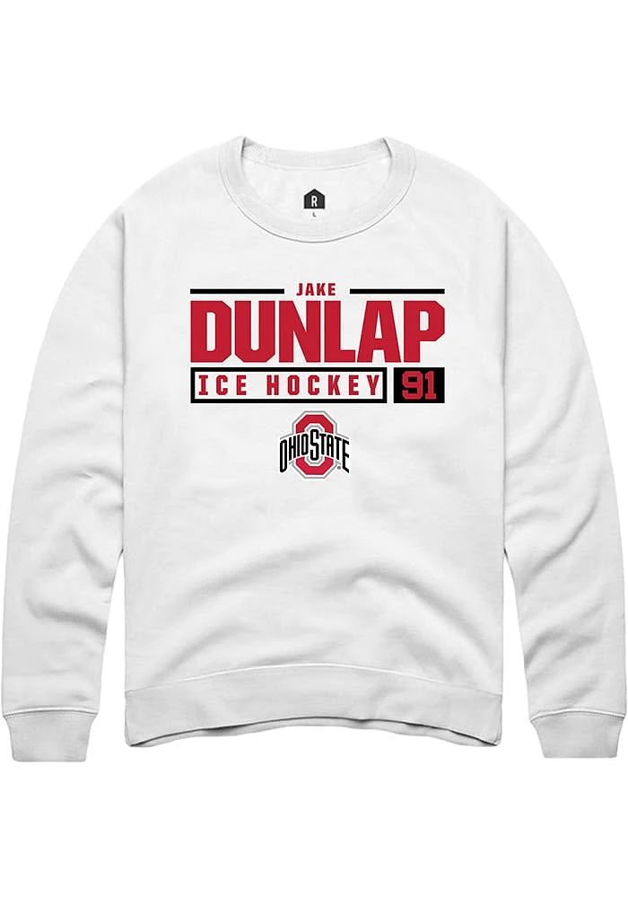 Jake Dunlap Rally Ohio State Buckeyes Mens NIL Stacked Box Long Sleeve Crew Sweatshirt